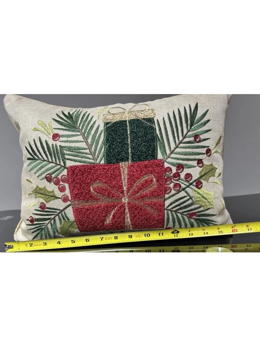 Secret Celebrity Lumbar Pillow Embroidered Christmas Gifts Holly Down Filled 17